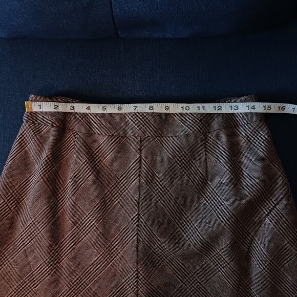 Talbots wool blend plaid skirt sz 10 brown lined - Picture 7 of 10